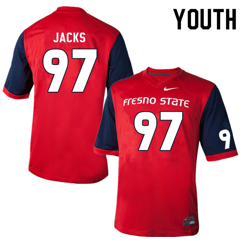 Youth #97 Jahzon Jacks Fresno State Bulldogs College Football Jerseys Sale-Red - Click Image to Close